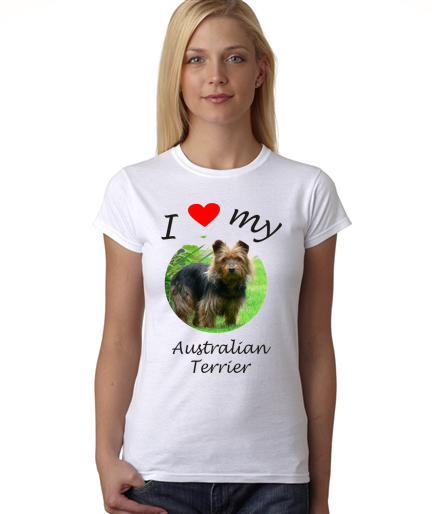 Dogs - I Heart My Australian Terrier on Womans Shirt